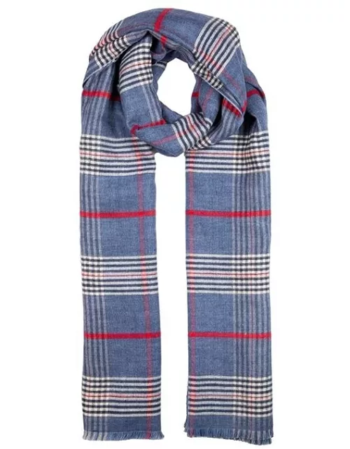 Dents Women's Lightweight Check Print Knitted Scarf In Navy