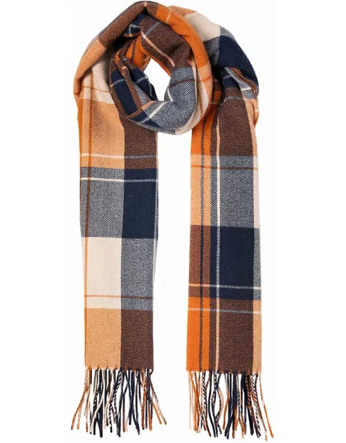 Dents Women'S Contrasting-Checked Scarf In Orange