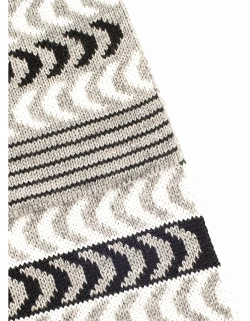 Dents Women's Chevron Knitted Scarf In Claret/dove Grey