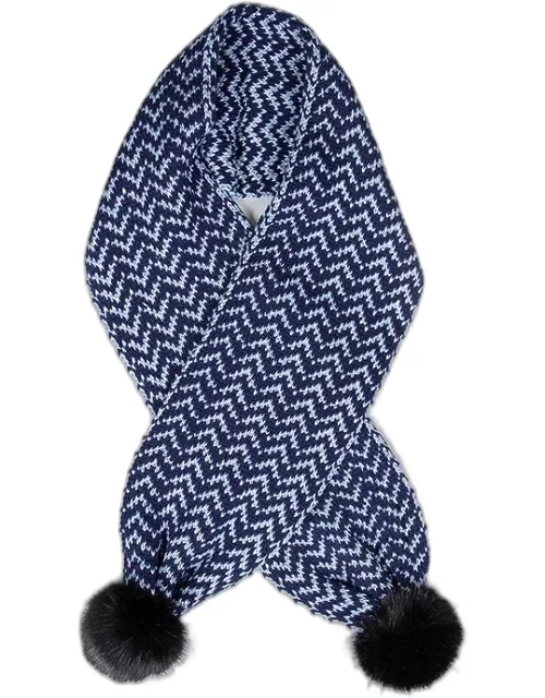Dents Women's Metallic Zig Zag Knitted Scarf In Navy/blue