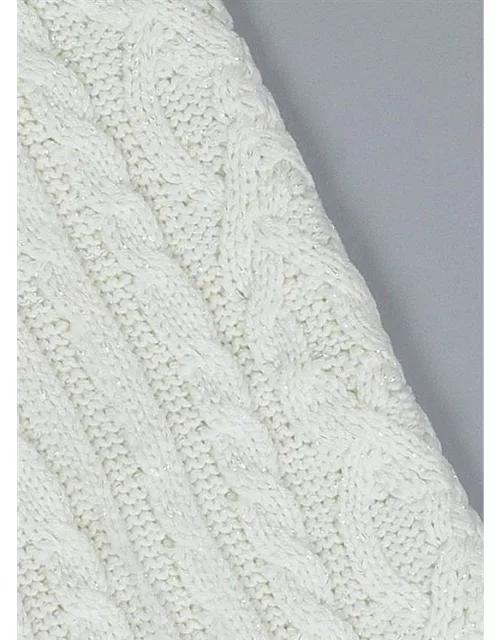 Dents Women's Metallic Cable Knit Scarf In Winter White