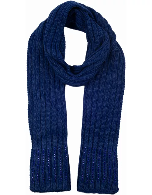 Dents Women's Diamante Knitted Scarf In Royal Blue