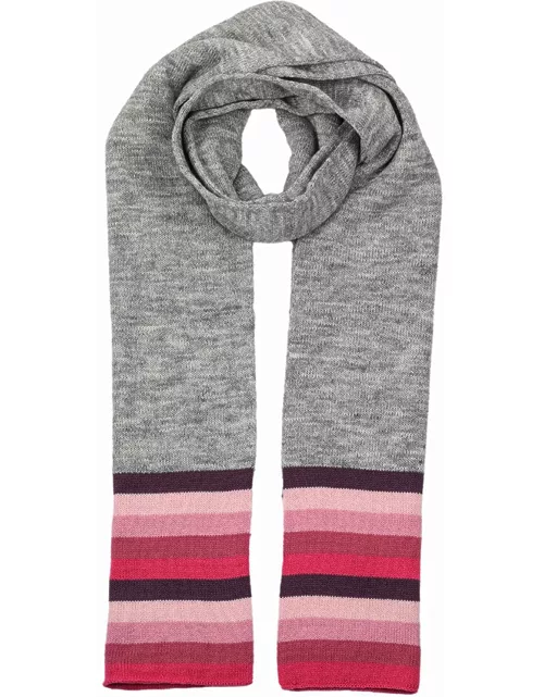Dents Women'S Neon Stripe Knitted Scarf In Dove Grey