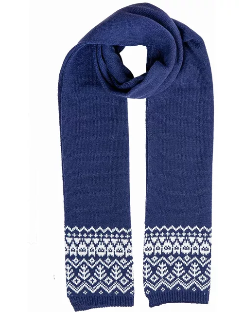 Dents Women'S Fair Isle Knitted Scarf In Navy