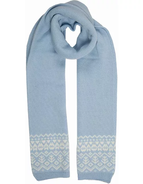Dents Women'S Fair Isle Knitted Scarf In Sky Blue