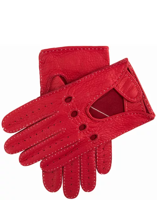 Dents Men's Deerskin Leather Driving Gloves In Berry