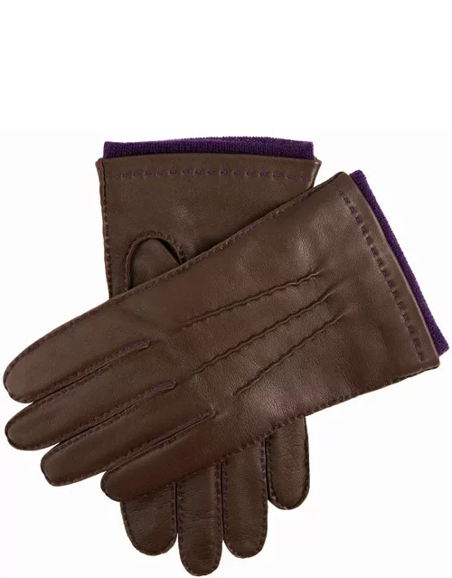Dents Men's Handsewn Contrast Colour Cashmere Lined Leather Gloves In Brown (Amethyst)