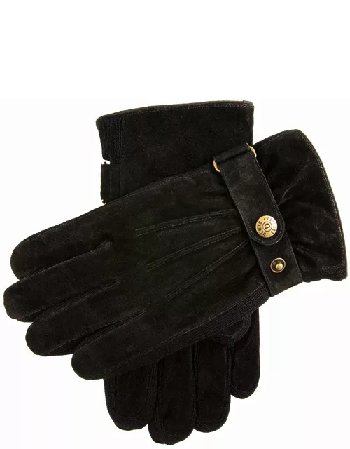 Dents Men's Suede Fleece Lined Walking Gloves In Black