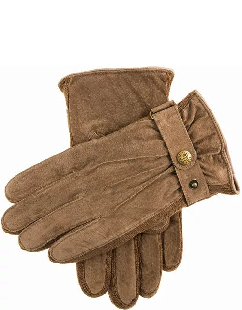 Dents Men's Suede Fleece Lined Walking Gloves In Oatmea