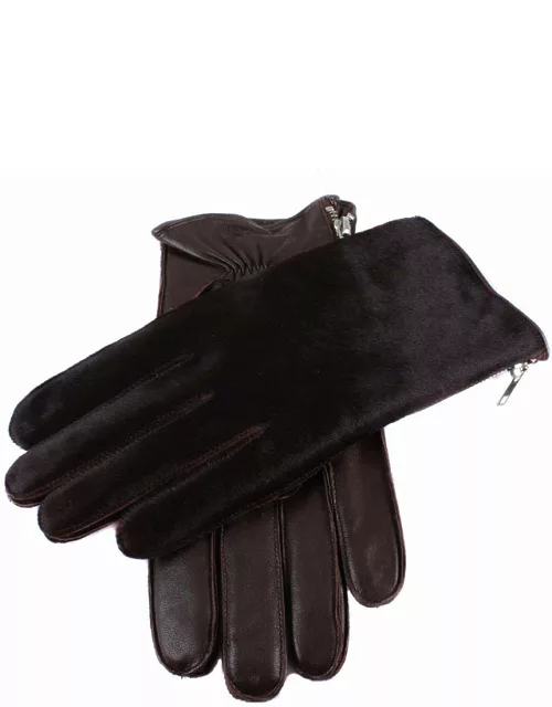 Dents Men's Cashmere Lined Ponyskin And Leather Gloves In Brown