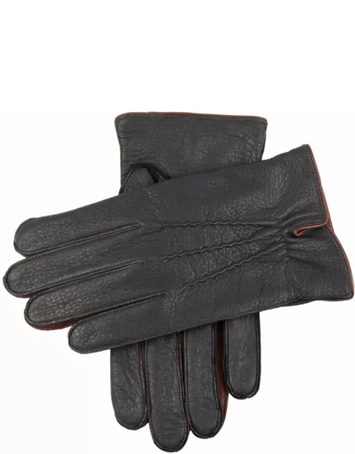 Dents Men's Cashmere Lined Deerskin Leather Gloves In Navy/bark