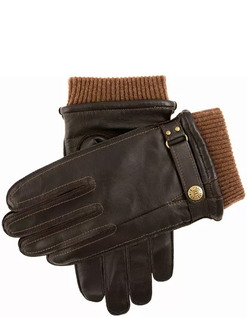 Dents Men's Wool Blend Lined Leather Gloves With Knitted Cuffs In Brown