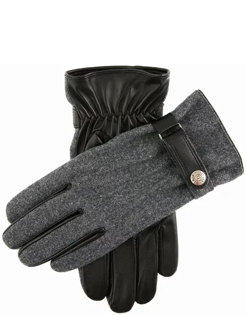 Dents Men's Fleece Lined Flannel Back Leather Gloves In Charcoal/black