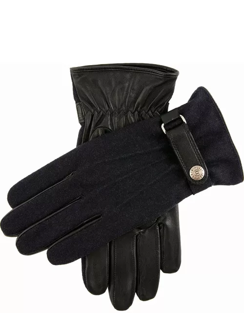 Dents Men's Fleece Lined Flannel Back Leather Gloves In Navy/black