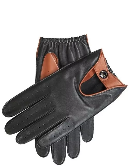 Dents Men's Contrast Colour Leather Driving Gloves In Black/high Tan