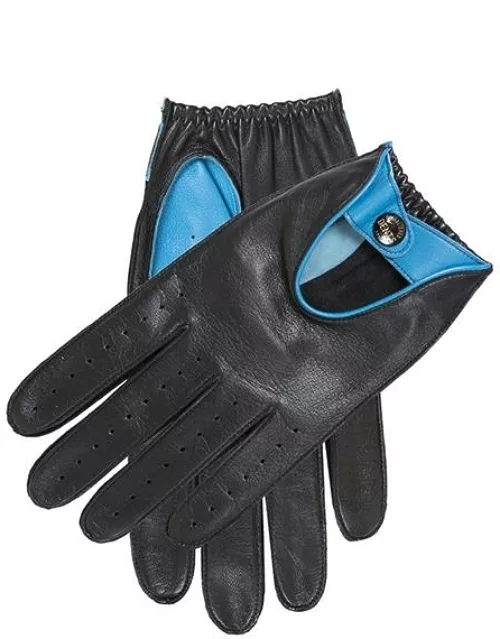Dents Men's Contrast Colour Leather Driving Gloves In Black/turquoise