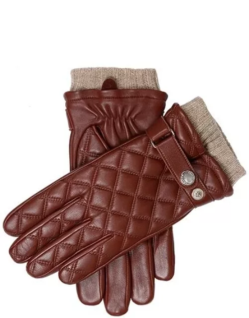 Dents Men's Wool Lined Quilted Leather Gloves In Eng Tan/natura