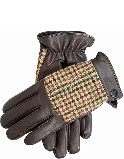 Dents Men's Faux Fur Lined Abraham Moon Dogtooth & Leather Gloves In Brown/brown