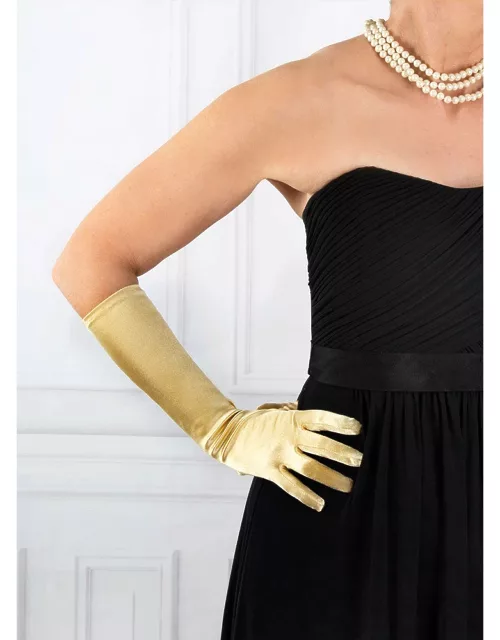 Dents Women's Mid-Length Satin Gloves In Gold