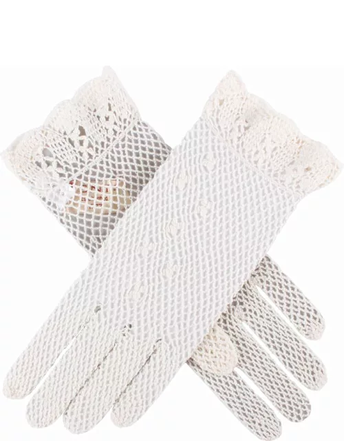 Dents Women's Cotton Crochet Gloves In Ecru