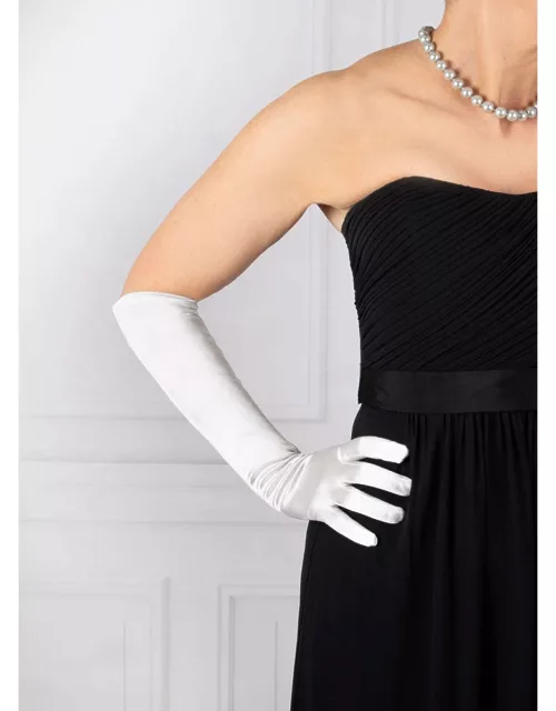 Dents Women's Long Satin Evening Gloves In Ivory