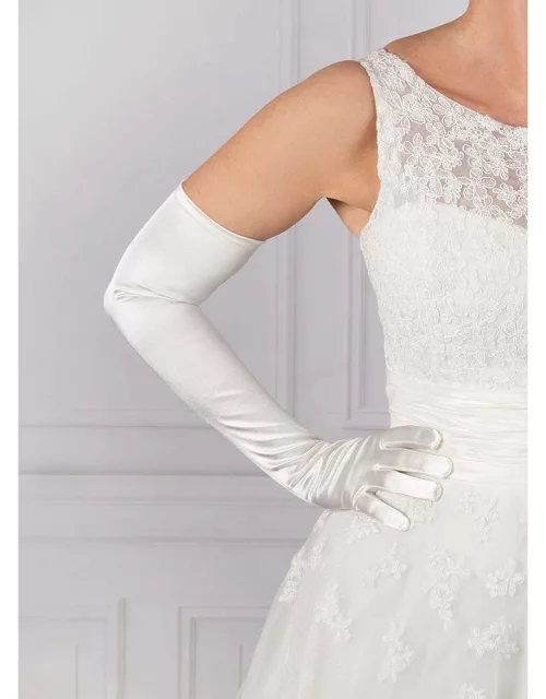Dents Women's Long Satin Evening Gloves In White