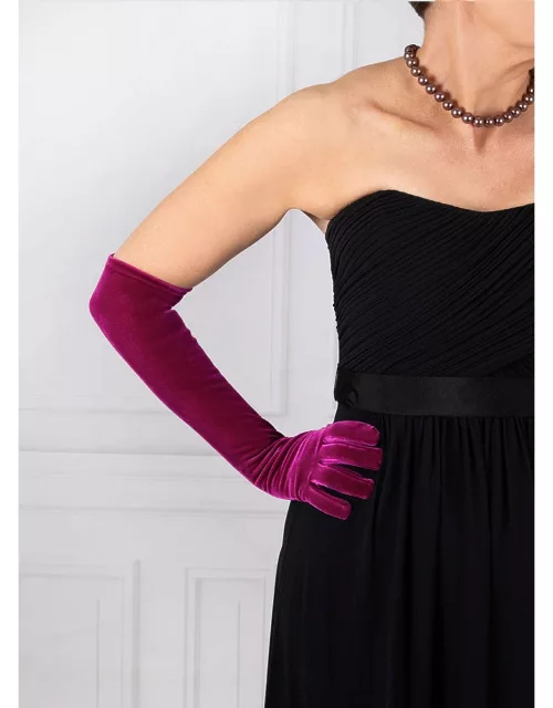 Dents Women's Long Velvet Evening Gloves In Peony