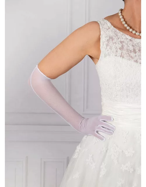 Dents Women's Long Tulle Evening Gloves In White