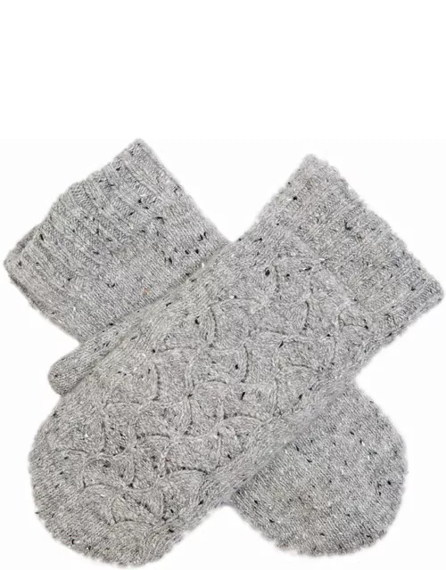 Dents Women's Lace Knit Wool Blend Mittens In Dove Grey