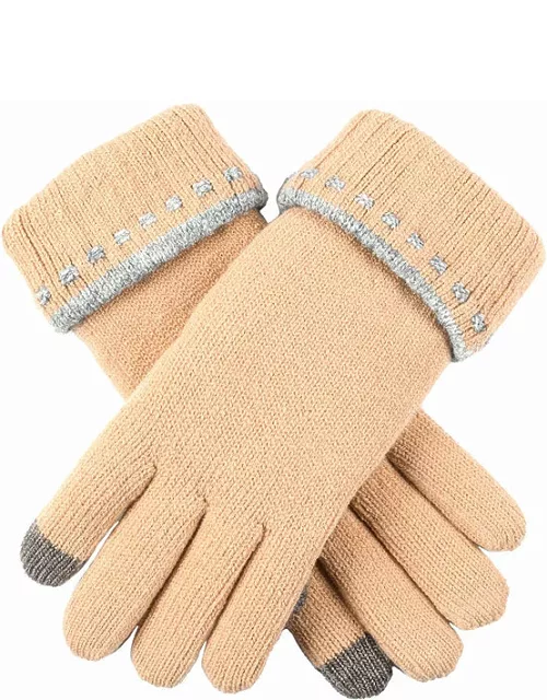 Dents Women's Touchscreen Knitted Gloves In Camel/dove Grey
