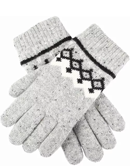 Dents Women'S Fair Isle Jacquard Knit Gloves In Dove Grey