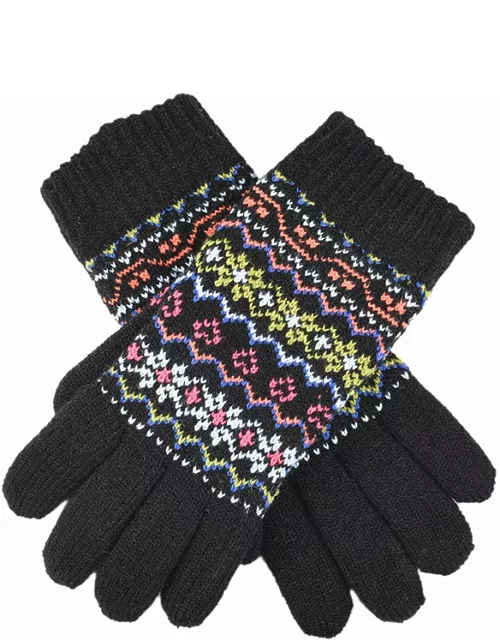 Dents Women'S Multicolour Fair Isle Knitted Gloves In Black