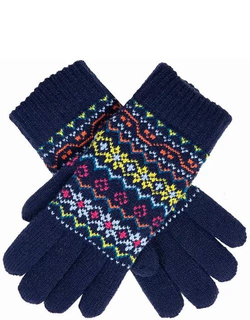 Dents Women'S Multicolour Fair Isle Knitted Gloves In Navy