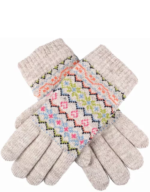 Dents Women'S Multicolour Fair Isle Knitted Gloves In Oatmea