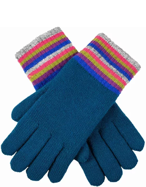 Dents Women'S Knitted Gloves With Neon Striped Cuffs In Tea