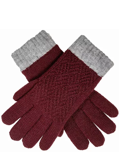Dents Women'S Patchwork Cable Knit Gloves In Claret