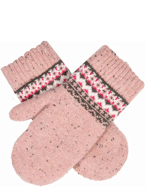 Dents Women'S Fair Isle Wool Blend Knitted Mittens In Rose Pink