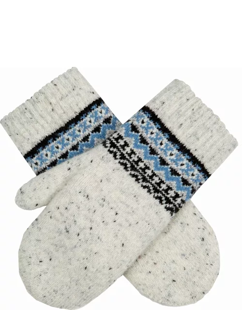 Dents Women'S Fair Isle Wool Blend Knitted Mittens In Winter White