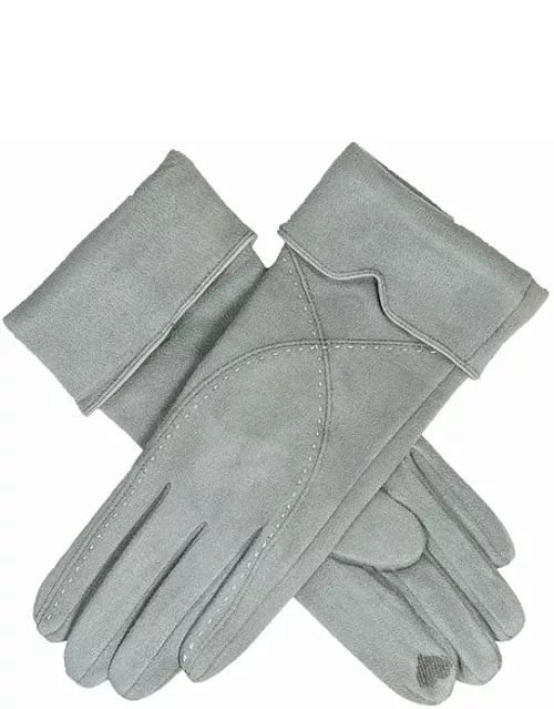 Dents Women'S Embroidered Touchscreen Faux Suede Gloves In Dove Grey