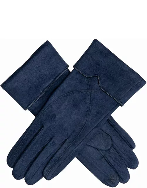 Dents Women'S Embroidered Touchscreen Faux Suede Gloves In Navy