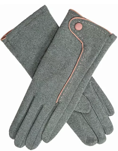 Dents Women'S Contrast-Stitching Touchscreen Gloves In Dove Grey