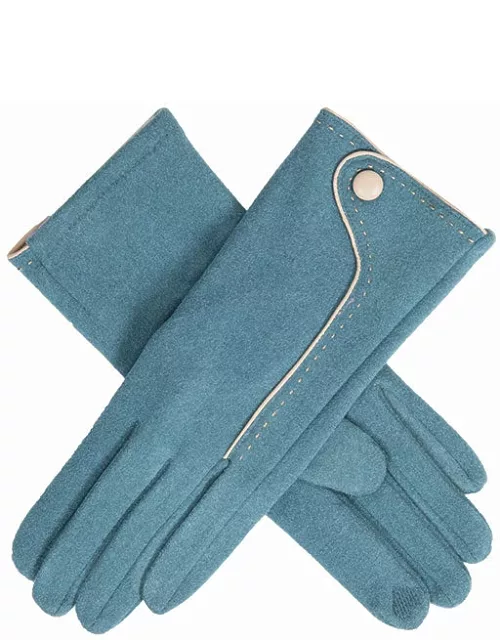 Dents Women'S Contrast-Stitching Touchscreen Gloves In Saxe Blue