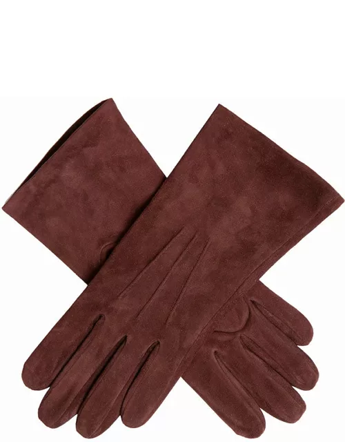 Dents Women's Silk Lined Lamb Suede Gloves In Bordeaux