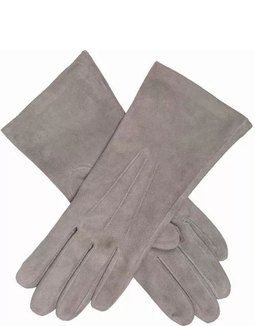 Dents Women's Silk Lined Lamb Suede Gloves In Charcoa