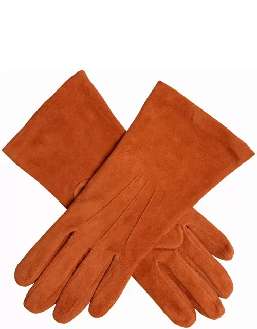 Dents Women's Silk Lined Lamb Suede Gloves In Cognac