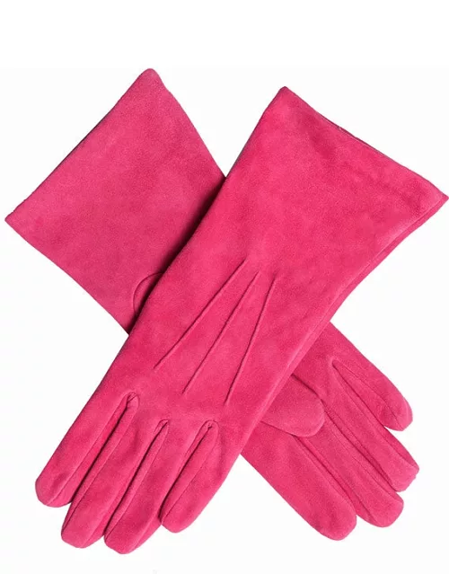 Dents Women's Silk Lined Lamb Suede Gloves In Hot Pink
