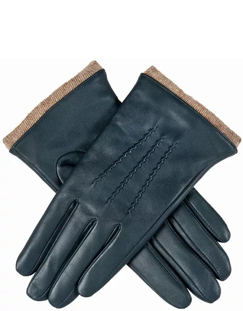 Dents Women'S Wool Lined Leather Gloves With Knitted Cuffs In Navy