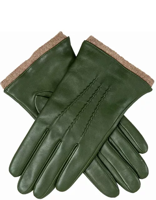 Dents Women'S Wool Lined Leather Gloves With Knitted Cuffs In Sage