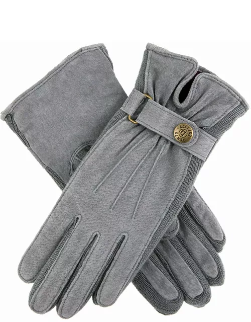 Dents Women's Fleece Lined Suede Walking Gloves In Charcoa