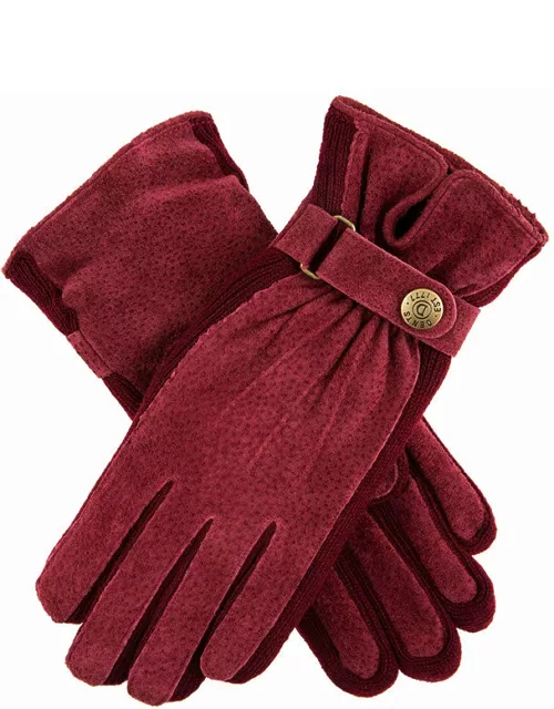 Dents Women's Fleece Lined Suede Walking Gloves In Claret